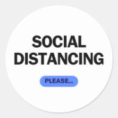 "Social Distancing Please" Funny Covid Ronde Sticker (Voorkant)