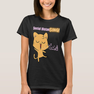 Social distancing Singing Cat Singer Muzieknoten T-shirt