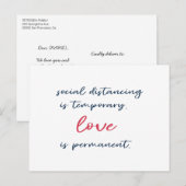 Social distancing typografie motivatie quote briefkaart (Voorkant / Achterkant)