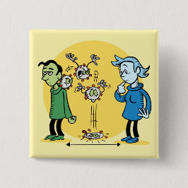 Social Distancing Vierkante Button 5,1 Cm