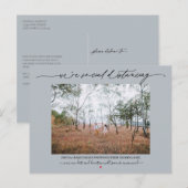 Social Distancing Wedding Uitstel Dusty Blue Briefkaart (Voorkant / Achterkant)