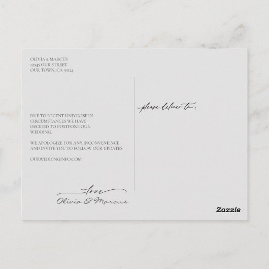 Social Distancing Wedding Uitstel grijs Briefkaart (Achterkant)