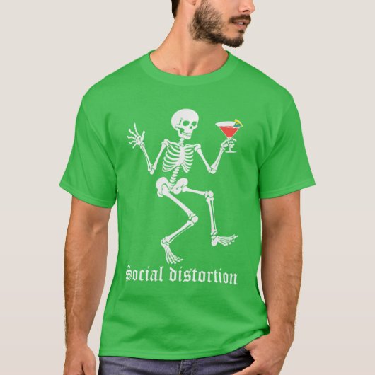 Social Distortions Skeleton Drinking Party Minimal T-shirt (Voorkant)