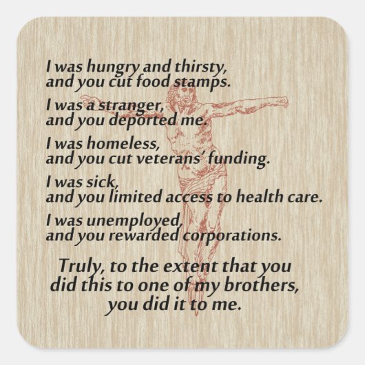 Social Justice Crucifix Vierkante Sticker (Voorkant)