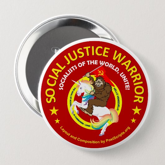 Social Justice Warrior Ronde Button 4,0 Cm (Voorkant /achterkant)