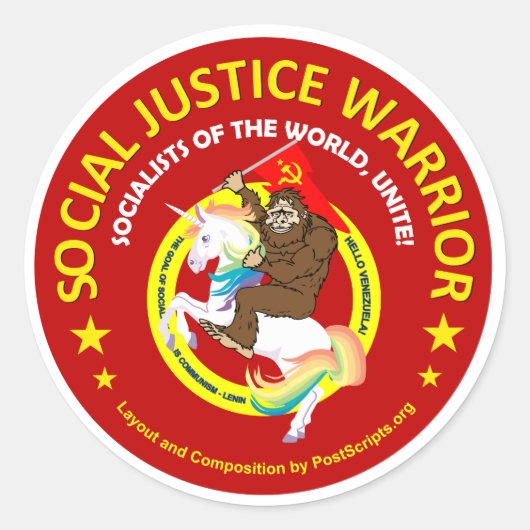 Social Justice Warrior Ronde Sticker (Voorkant)