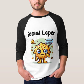 Social Leper Funny Cartoon Emoji Mannen 3/4 Sleeve T-shirt
