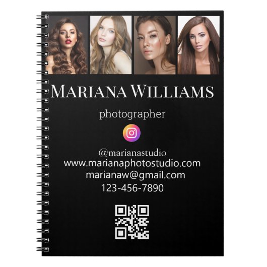 Social Media 4 Foto's QR Code Small Business Notitieboek (Voorkant)