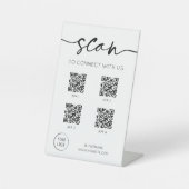 Social Media 4 QR Codes Wit Reclamebord Met Voetstuk (Voorkant)