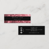Social Media-All & Website Hot Pink Glitter Mini Visitekaartje (Voorkant / Achterkant)