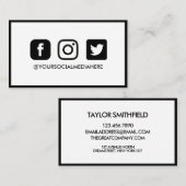 Social Media Black Edges Elegant Modern Visitekaartje (Voorkant / Achterkant)