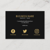 Social media Bold zwart en luxe goud Visitekaartje (Voorkant)