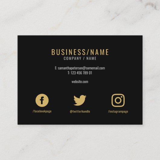 Social media Bold zwart en luxe goud Visitekaartje (Voorkant)