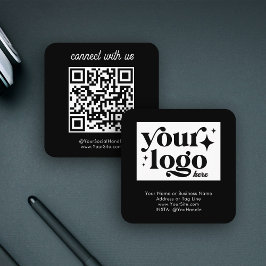 Social Media Business Logo QR Code Zwart Eenvoudig Vierkante Visitekaartje