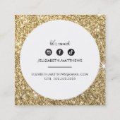 SOCIAL MEDIA cirkel rand zwart chique goud glitter Vierkante Visitekaartje (Achterkant)