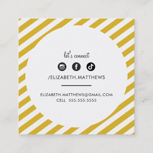 SOCIAL MEDIA cirkel rand zwart mosterd geel Vierkante Visitekaartje (Achterkant)