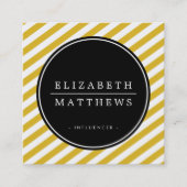 SOCIAL MEDIA cirkel rand zwart mosterd geel Vierkante Visitekaartje (Voorkant)