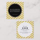 SOCIAL MEDIA cirkel rand zwart mosterd geel Vierkante Visitekaartje (Voorkant / Achterkant)