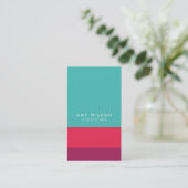 Social Media Color Block Turquoise Pink Paars Visitekaartje (Staand voorkant)