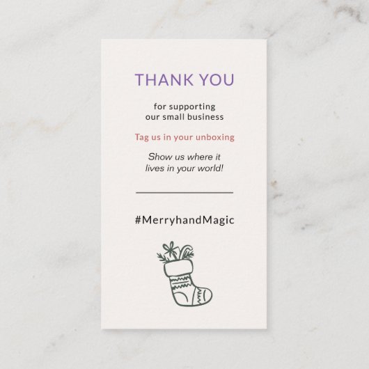 Social Media Connect Whimsical Cream Christmas Visitekaartje (Achterkant)