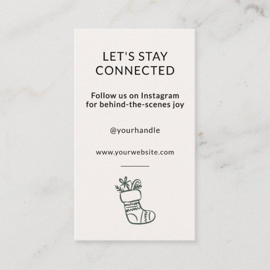 Social Media Connect Whimsical Cream Christmas Visitekaartje (Voorkant)