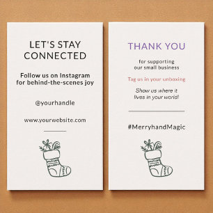 Social Media Connect Whimsical Cream Christmas Visitekaartje