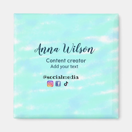 Social media content creator blauw groen Voeg naam Magneet (Voorkant)