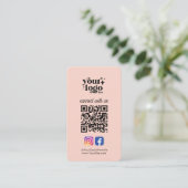 Social Media Custom Logo QR Code Peach Bold Bold Visitekaartje (Staand voorkant)