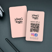 Social Media Custom Logo QR Code Peach Bold Bold Visitekaartje