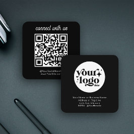 Social Media Custom Logo QR Code Zwart Eenvoudig Vierkante Visitekaartje