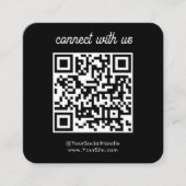 Social Media Custom Logo QR Code Zwart Eenvoudig Vierkante Visitekaartje (Voorkant)