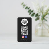 Social Media Custom Logo QR Code Zwart Vet Visitekaartje (Staand voorkant)