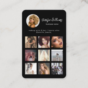 Social Media Custom QR Code & Foto Zwart Modern Visitekaartje