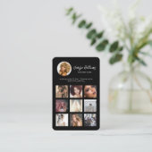 Social Media Custom QR Code & Foto Zwart Modern Visitekaartje (Staand voorkant)