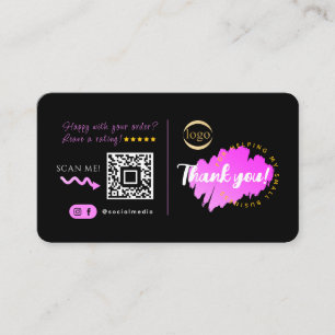 Social Media Custom QR Code & Logo Bedankt Zwart Visitekaartje