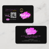 Social Media Custom QR Code & Logo Bedankt Zwart Visitekaartje (Voorkant / Achterkant)