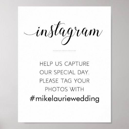 Social Media Custom Wedding Hashtag Poster (Voorkant)
