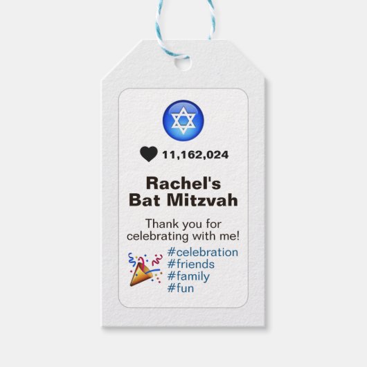 Social Media Emoji Bat Mitzvah of Bar Mitzvah Cadeaulabel (Voorkant)