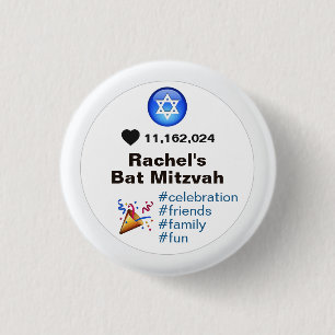 Social Media Emoji Bat Mitzvah of Bar Mitzvah Ronde Button 3,2 Cm