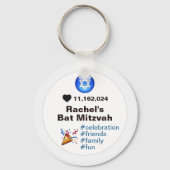 Social Media Emoji Bat Mitzvah of Bar Mitzvah Sleutelhanger (Achterkant)