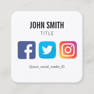 SOCIAL MEDIA FACEBOOK TWITTER INSTAGRAM PROFIEL VIERKANTE VISITEKAARTJE