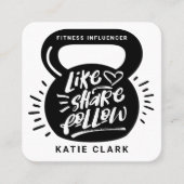 Social Media Fitness Influencer Kettlebell Wit Vierkante Visitekaartje (Voorkant)