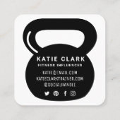 Social Media Fitness Influencer Kettlebell Wit Vierkante Visitekaartje (Achterkant)