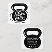 Social Media Fitness Influencer Kettlebell Wit Vierkante Visitekaartje (Voorkant / Achterkant)
