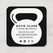 Social Media Fitness Influencer Kettlebell Zwart Vierkante Visitekaartje (Achterkant)