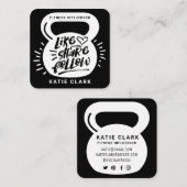 Social Media Fitness Influencer Kettlebell Zwart Vierkante Visitekaartje (Voorkant / Achterkant)
