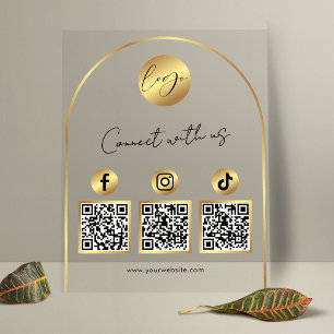 Social Media Gouden Boog Logo QR Code Transparant Acryl Bord