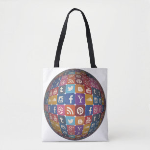 Social Media Hand Kantoor Skin Buttonnen Paint Key Tote Bag