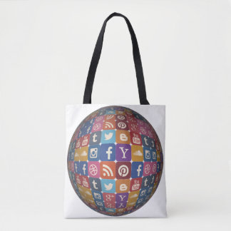 Social Media Hand Kantoor Skin Buttonnen Paint Key Tote Bag