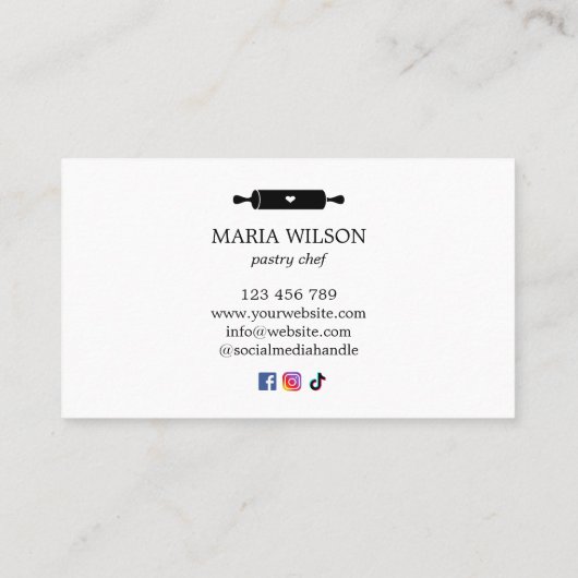 Social Media Iconen banketbakker Rolling Pin Visitekaartje (Achterkant)